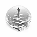 snow capped mountain range with New Zealand fern reflecting in the water below tattoo design idea