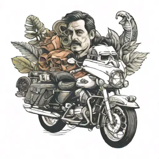 basquetbool, motos y narcos tattoo design idea