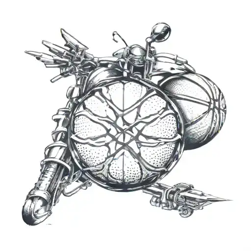 basketball, motos y armas  tattoo design idea