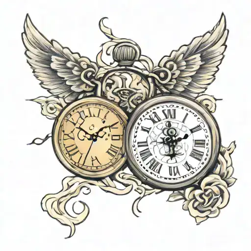 pocket watch with this too shall pass written inside tattoo design idea