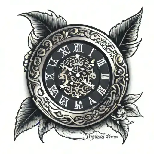 pocket watch with this too shall pass written around it tattoo design idea
