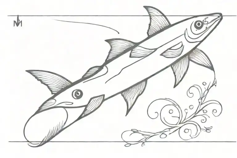 ecuator line around the arm with a small flying fish tattoo design idea