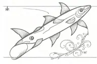ecuator line around the arm with a small flying fish tattoo design idea