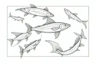 ecuator line around the arm with a small flying fish tattoo design idea