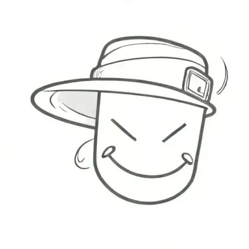 smiley face wearing bucket hat tattoo design idea