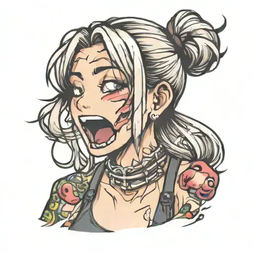 Ahegao girl side view sloppy tongue tattoo design idea