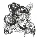 Ahegao girl side view sloppy tattoo design idea