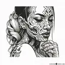 Ahegao girl side view sloppy tattoo design idea