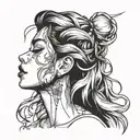 Ahegao girl side view sloppy tattoo design idea