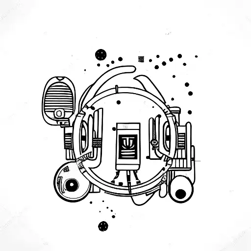 Turntable with graffiti elements and a microphone tattoo design idea