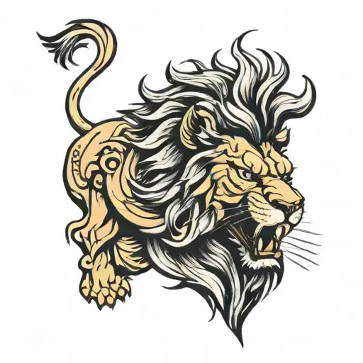 lion roaring tattoo design idea