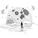 lonely guy walking under the moon tattoo design idea