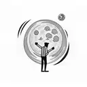 lonely guy walking under the moon tattoo design idea