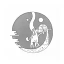 lonely guy walking under the moon tattoo design idea