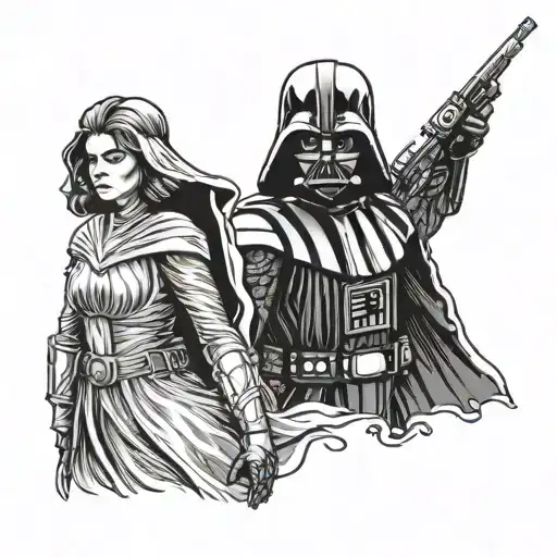 darth vader vs anakin tattoo design idea