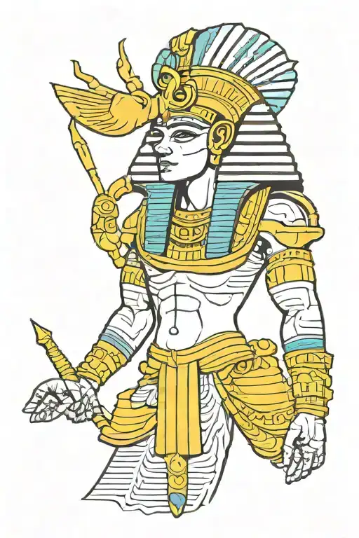 Ancient Egypt god full arm tattoo design idea
