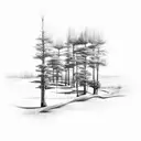 An intricate sketch of a golf course landscape with numbers subtly incorporated into the scenery tattoo design idea