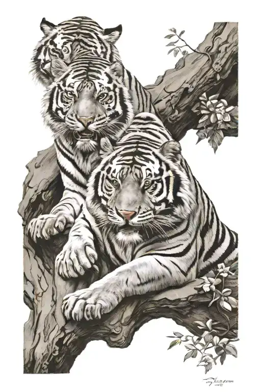 tiger climbing tattoo design idea