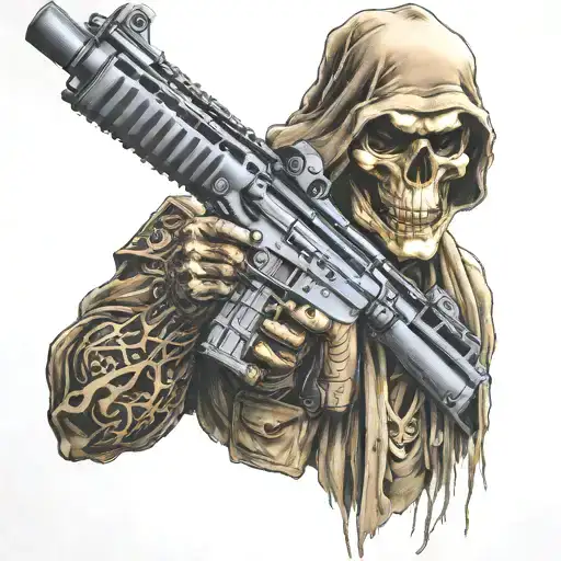 reaper holding m-16 usmc tattoo design idea