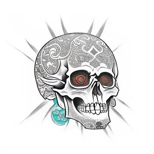 skull and Harry Potter style tattoo design idea