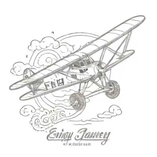 A vintage airplane with the quote 'enjoy the journey' tattoo design idea