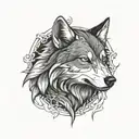 Black & White Wolf head  tattoo design idea