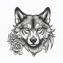 Black & White Wolf head  tattoo design idea