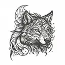 Black & White Wolf head  tattoo design idea
