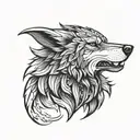 Black & White Wolf head  tattoo design idea