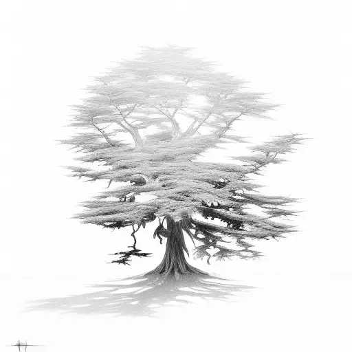 cypress tree tattoo design idea