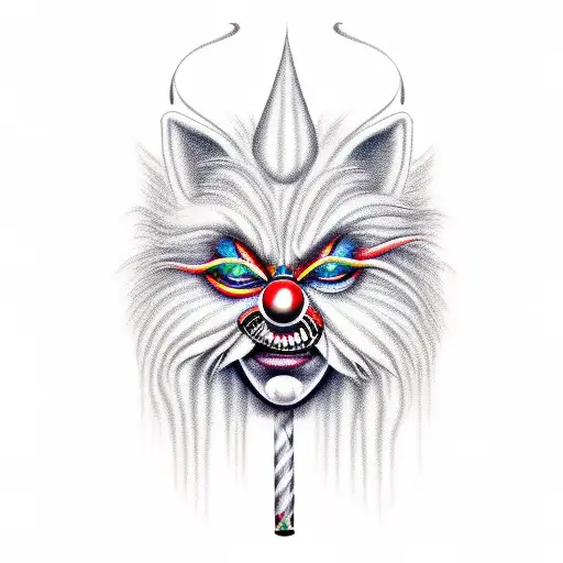ghostmane clown smoking joint tattoo design idea