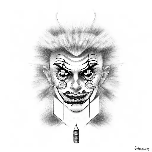 ghostmane clown smoking joint tattoo design idea