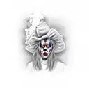 ghostmane clown smoking joint tattoo design idea
