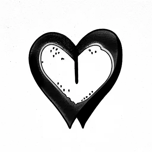 The word "amour" shaped like a weird dripping heart, colored red with black borders tattoo design idea