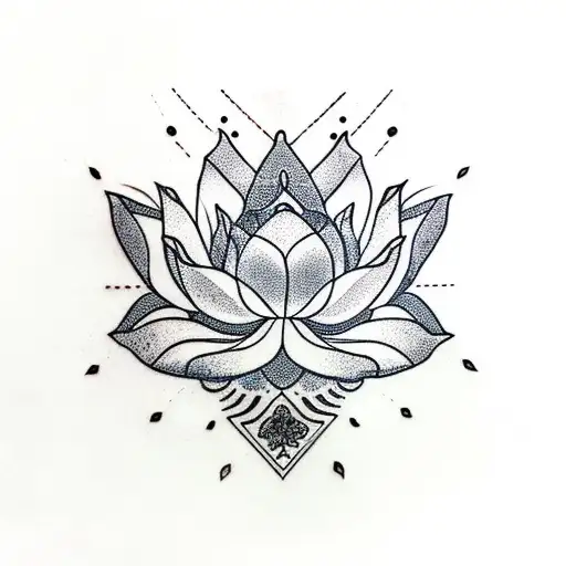 Japanese "Lotus Flower With Cherry Blossom" Tattoo Idea BlackInk AI
