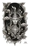 Lotr Fantasy style , elven ornament, elfish, nordic style, nature tattoo design idea