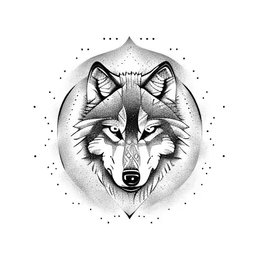Geometric Wolf Tattoo  Wolf Moon Tattoo  neartattoos