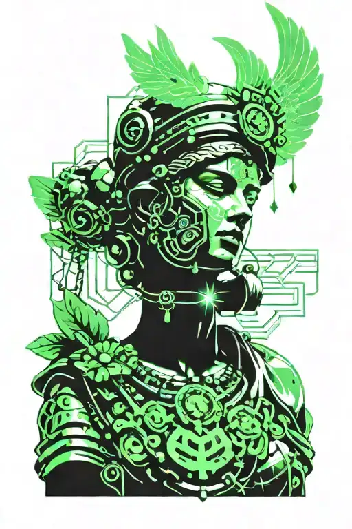 bust of Athena with graffiti Punk green day lyrics and spray paint tattoo design idea