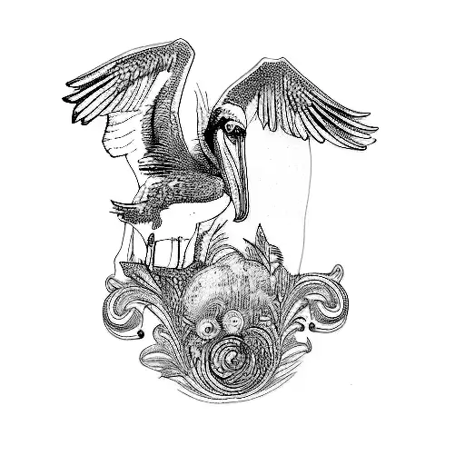 a pelican tattoo design idea