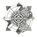 throat chakra symbol surrounded with swastik symbol  tattoo design idea