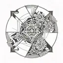 throat chakra symbol surrounded with swastik symbol  tattoo design idea