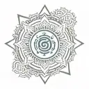 throat chakra symbol surrounded with swastik symbol  tattoo design idea