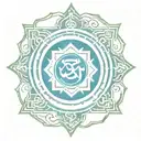 throat chakra symbol surrounded with swastik symbol  tattoo design idea