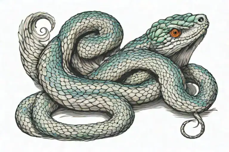 ouroboros snake eating its tail fox tattoo design idea