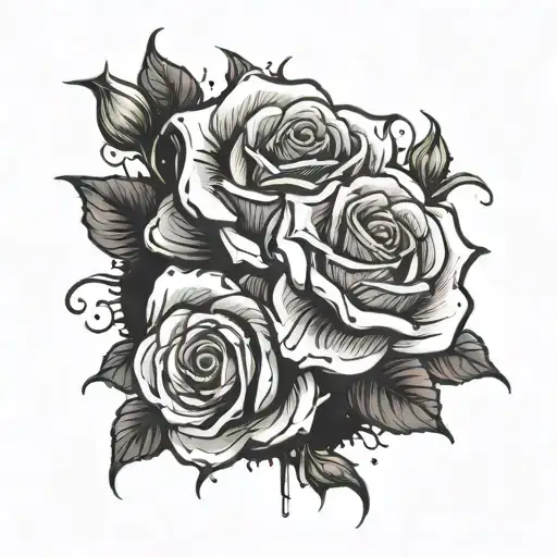 dark tower rose from Stephen king, there is the letter M formed by the stem tattoo design idea