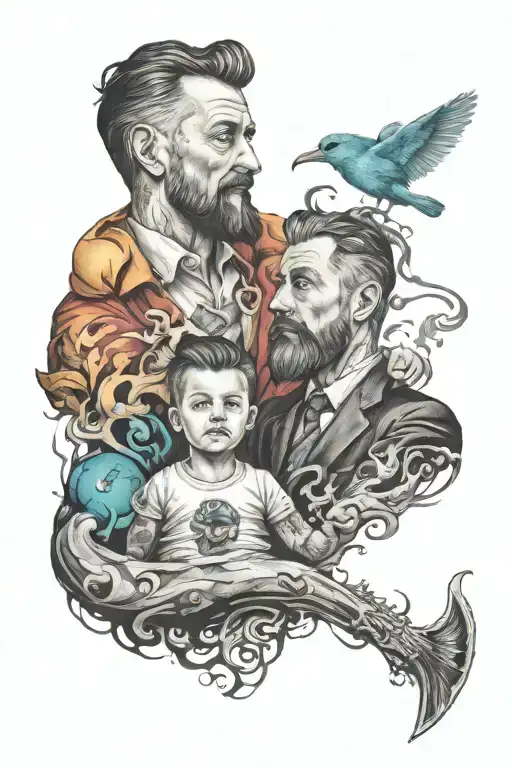 symbolism of father & son tattoo design idea