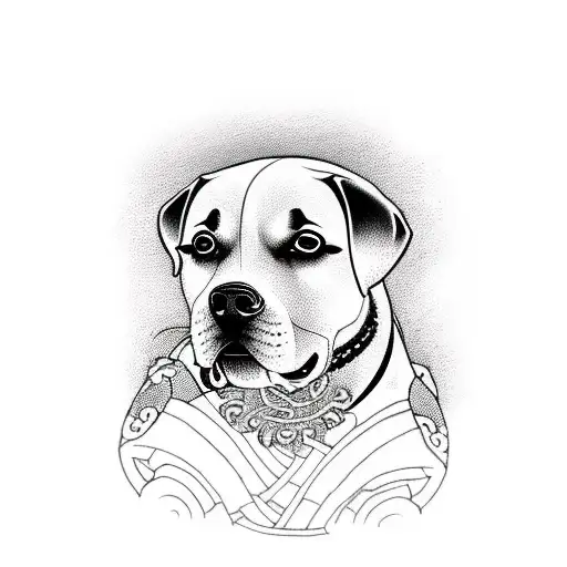 labrador dog in samurai armor tattoo design idea