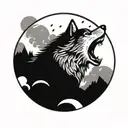 A wolf howling at a full moon  tattoo design idea