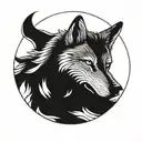 A wolf howling at a full moon  tattoo design idea