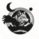 A wolf howling at a full moon  tattoo design idea